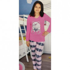 Pijama de fete din Bumbac,culoare Roz/Alb I Love You foto