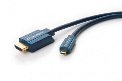 Cablu Profesional 3m micro HDMI - HDMI Ultra HD 4K 60Hz cu Ethernet OFC AWG32 aurit Clicktronic foto