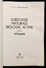 Substantele Naturale Biologic Active &ndash; Neamtu 444 pag Vitamina A B1 B6 B12 C D E PP K F 1996 CERES Vitamine liposolubile hidrosolubile acizi si altele