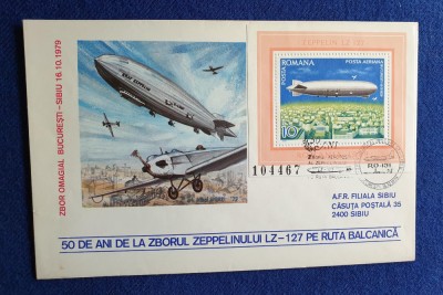 Aviatie - ARIPI ROMANESTI - Plic - ZEPPELIN - 1929-1979 zbor ruta Balcanica foto
