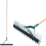 Grebla pentru gazon Strend Pro, 11/21 dinti, aerare si scarificare, coada din lemn