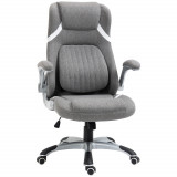 Vinsetto Scaun directorial cu &Icirc;nălțime Reglabilă, Scaun de Birou Ergonomic Rotativ din Țesătură și Oțel, 68x76x109-117cm, Gri | Aosom Rom&acirc;nia