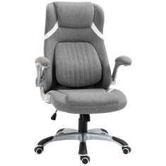 Vinsetto Scaun directorial cu &Icirc;nălțime Reglabilă, Scaun de Birou Ergonomic Rotativ din Țesătură și Oțel, 68x76x109-117cm, Gri | Aosom Rom&acirc;nia