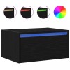 Noptiera montata pe perete cu lumini LED Stejar negru, DKD Home Decor