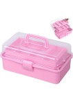 Cutie de depozitare pentru artă și meșteșuguri pentru copii cu 3 rafturi, 32 cm, multifuncțională, cu capac &ndash; roz