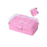 Cutie de depozitare pentru artă și meșteșuguri pentru copii cu 3 rafturi, 32 cm, multifuncțională, cu capac &ndash; roz