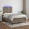 vidaXL Pat cu arcuri, saltea și LED, gri taupe, 120x200 cm, textil 3135185