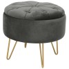 Taburet, rotund, cu spatiu depozitare, catifea, gri grafit, max 80 kg, 38x33 cm, Caro, Akord, Akord Furniture Factory
