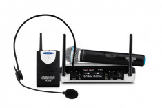 Set Profesional Microfon Wireless, Casti cu Microfon si Receiver, Raza Acoperire 75m foto