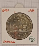 Canada 1 Dollar1981,Argint,comemorativa,KM#130,Trans-CanadaRailway,Elizabeth II, America de Nord