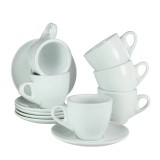 Set 6 cesti cu farfurie Alb Lucios 75 ml