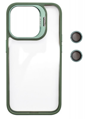 Husa Protectie din Policarbonat cu stativ si protectie camere, pentru iPhone 12, Verde foto