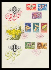 1963 Romania - 3 FDC Sericicultura si apicultura, LP 574 plicuri prima zi foto
