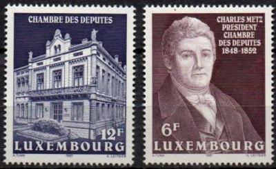 LUXEMBURG 1987, Aniversari, Camera deputatilor, Arhitectura, serie neuzata, MNH foto