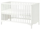 Cumpara ieftin Patut pentru copii SOLGUL Ikea, alb, 120x60 cm, cu saltea - RESIGILAT