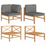 Cumpara ieftin Set mobilier grădină cu perne gri &icirc;nchis, 2 piese, lemn de tec