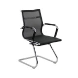 Scaun vizitator OFF 804, ergonomic, mesh, cadru cromat, 110 kg, negru