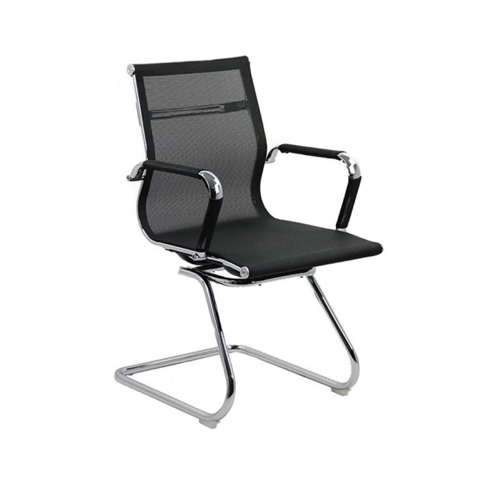 Scaun vizitator OFF 804, ergonomic, mesh, cadru cromat, 110 kg, negru