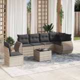 vidaXL Set canapele de grădină cu perne, 7piese gri deschis poliratan 3221441
