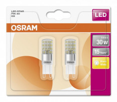 Set 2 becuri Led Osram, G9, 2,6W, 320 lumeni, lumina calda(2700K), durata de viata 15.000 ore, clasa energetica A++ foto