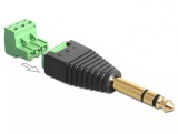 Adapter audio Stereo jack T 6.35 mm la Terminal Bloc 3 pini, Delock 65460