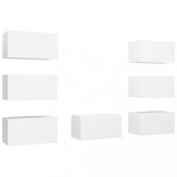 Cumpara ieftin Dulapuri TV, 7 buc., alb, 30,5x30x60 cm, lemn prelucrat