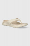 Cumpara ieftin Skechers slapi GO WALK FLEX femei, culoarea bej, cu toc plat