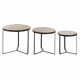 Set de 3 mese DKD Home Decor Maro Negru Metal Plastic Lemn de mango 60 x 60 x 55 cm