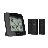 Statie meteo Hama, ecran digital, ceas DCF, 3 senzori, functie alarma/calendar/timp, Negru