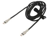 Cablu USB C 2m negru 100W mufă din ambele părţi