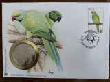 Mauritius - pasari - papagal - FDC cu medalie, fauna wwf
