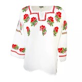 Cumpara ieftin Bluza alba cu motiv floral rosu - BMG145