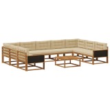 vidaXL Set de canapele de exterior cu pernă 10 pcs Natural și Bej 3382896