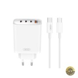 Incarcator Retea Cu Cablu USB-C XO Design CE23 65W 3.25A 1 x USB-A - 3 x USB-C Alb