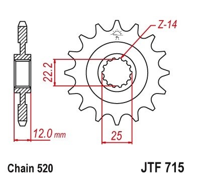 Pinion fata 12 dinti pas lant 520 &amp;ndash; Gas Gas EC 200 - EC 250 - EC 250 E - EC 250 Racing - MC 250 - EC 300 - EC 450 - SM 450 foto