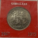 Gibraltar 25 new pence 1972 Elizabeth II (Silver Wedding)