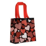 Sacosa din PP cu Inimi Rosii, Buline si Dungi, 22x10x21.5cm, CMCLASS