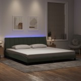 Cumpara ieftin Cadru de pat cu lumini LED, gri deschis, 200x200 cm, catifea