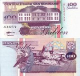 Bancnota Suriname 100 Gulden 1998, UNC, Necirculata