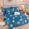 Lenjerie pat single,bumbac finet,4 piese,cearceaf normal,albastra cu zodiac-A945