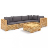 Set mobilier gradina cu perne, 6 piese, lemn masiv de tec