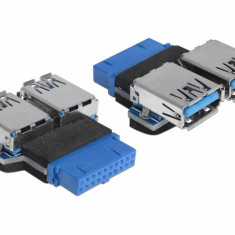 Adaptor USB 3.0 pin header M la 2 x USB 3.0 M, Delock 65324