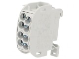Bloc de Distribuție Gri 25mm&sup2;, 4 Borne