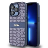 Husa iPhone 15 Pro - DKNY Leather Mono Stripe &amp; Metal Logo (DKHCP15LPRTHSLB) - Blue