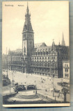 AD 431 C. P. VECHE- HAMBURG -RATHAUS -GERMANIA -ANIMATIE,TRAMVAIE, CARUTE, Circulata, Franta, Printata