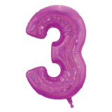 Balon Petrecere, Fili, Nr. 3, Culoare Fucsia Holografică, Dimensiuni 60x41 cm