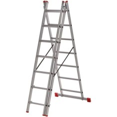 Scara aluminiu, Metalkas, 3 tronsoane, 7 trepte, max 150 kg, 1.9-3.47 m