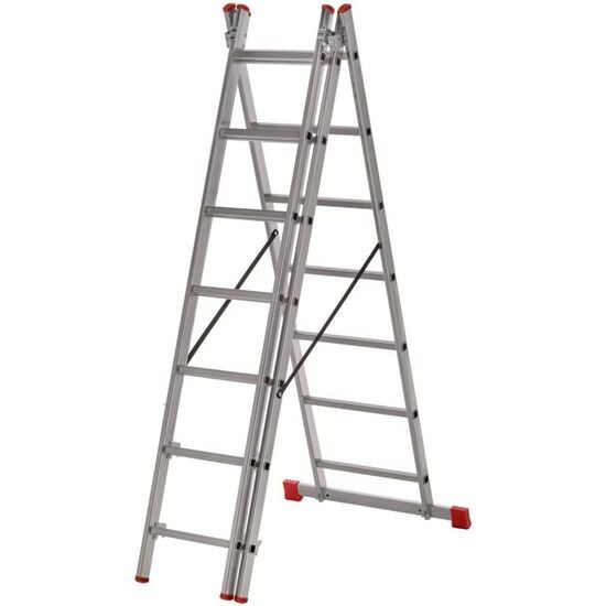 Scara aluminiu, Metalkas, 3 tronsoane, 7 trepte, max 150 kg, 1.9-3.47 m