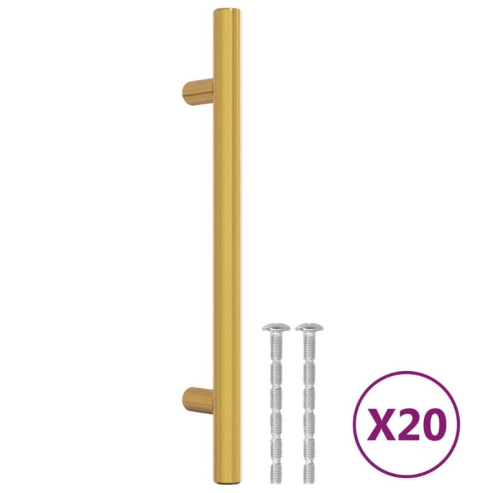 Manere de dulap, 20 buc., auriu, 128 mm, otel inoxidabil