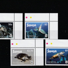 Samoa 2016-Fauna,WWF,Testoase,Serie 4 valori,colt de coala (st),MNH,Mi.1348-1351